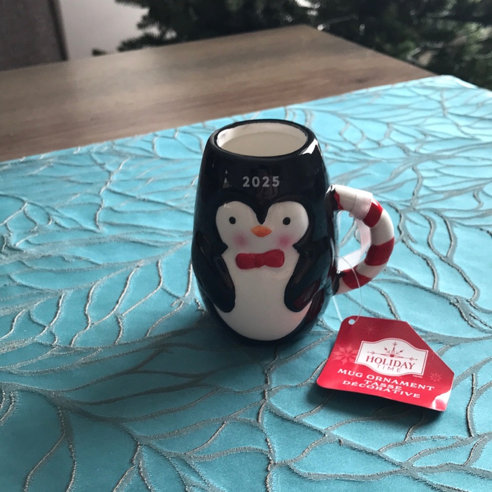 Holiday Time Penguin Christmas 2025 Mug Ornament